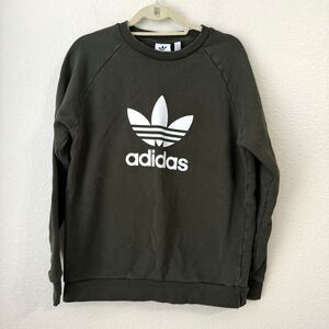 Adidas Sweater Size Medium Graphic Spell Out Green Pullover